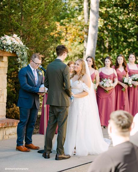 mr mrs wagner real wedding ceremony bride groom bridesmaids