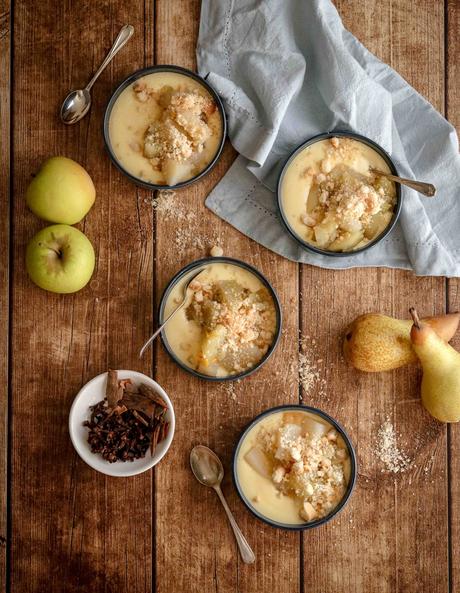 Custard pots with spiced fruit