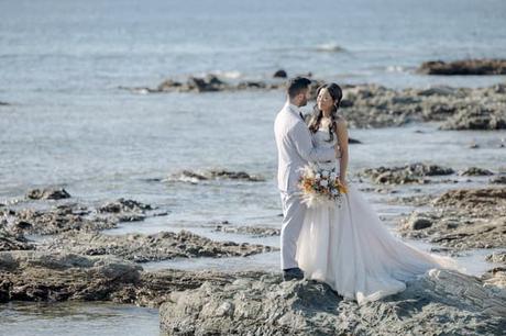 Fairytale Destination Wedding White Roses Eucalyptus