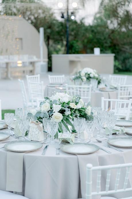 Fairytale Destination Wedding White Roses Eucalyptus