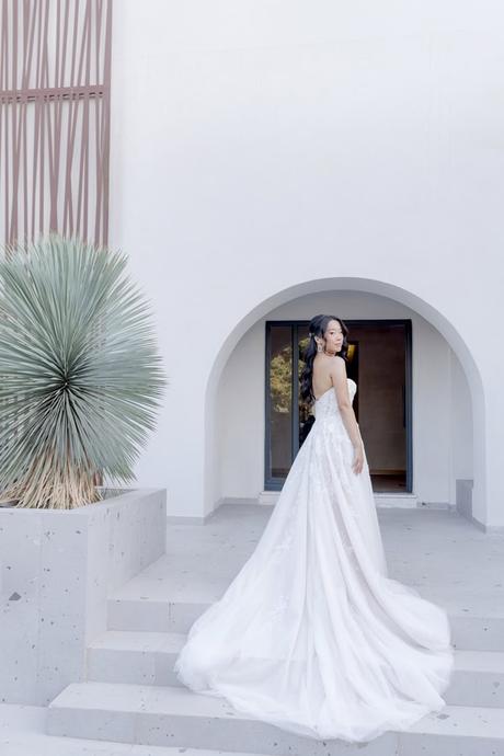 Fairytale Destination Wedding White Roses Eucalyptus
