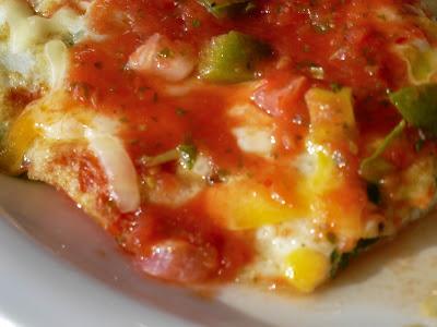 Three shots of an egg white omlette