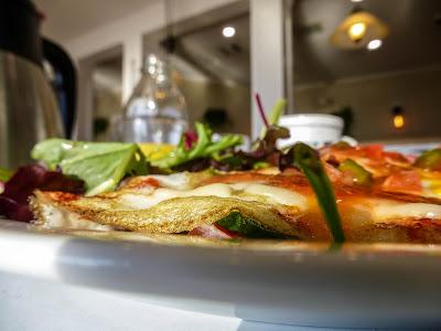 Three shots of an egg white omlette