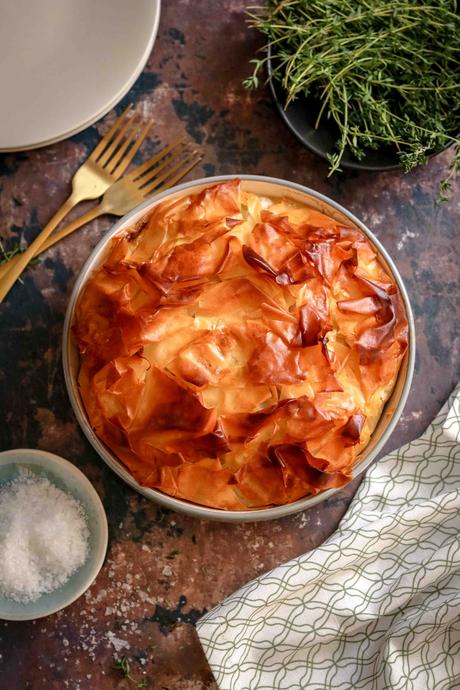 Butternut and spinach phyllo pie