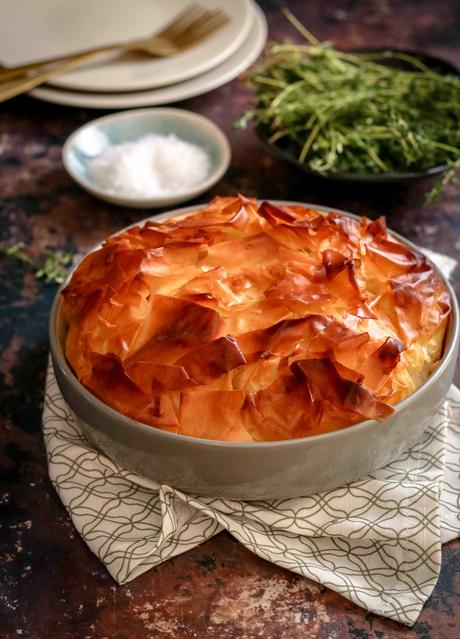 Butternut and spinach phyllo pie