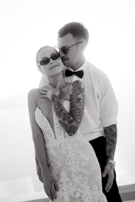 Romantic Destination Wedding Santorini Caldera View