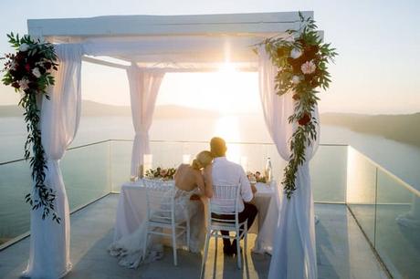 Romantic Destination Wedding Santorini Caldera View