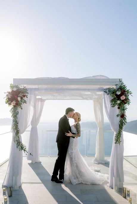 Romantic Destination Wedding Santorini Caldera View