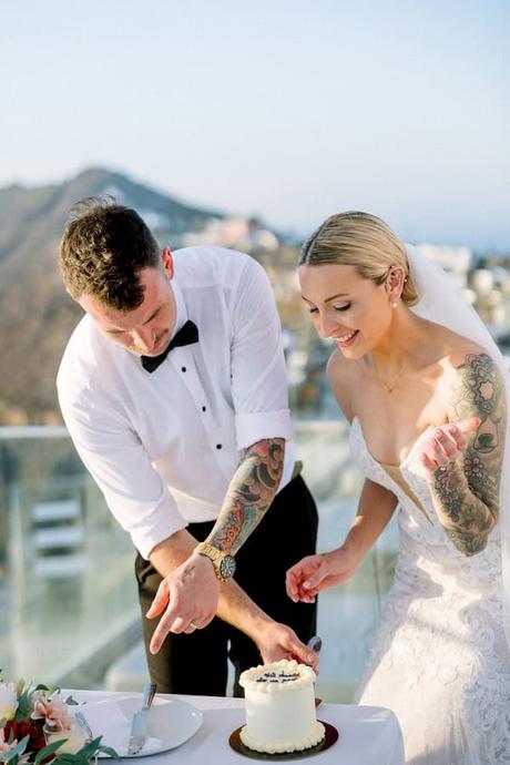 Romantic Destination Wedding Santorini Caldera View