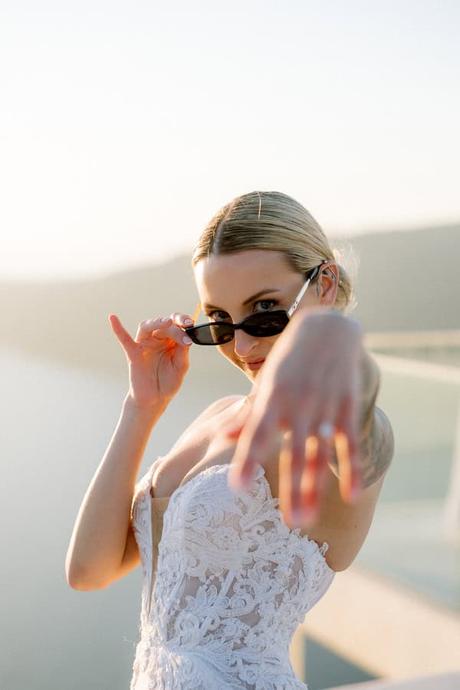 Romantic Destination Wedding Santorini Caldera View