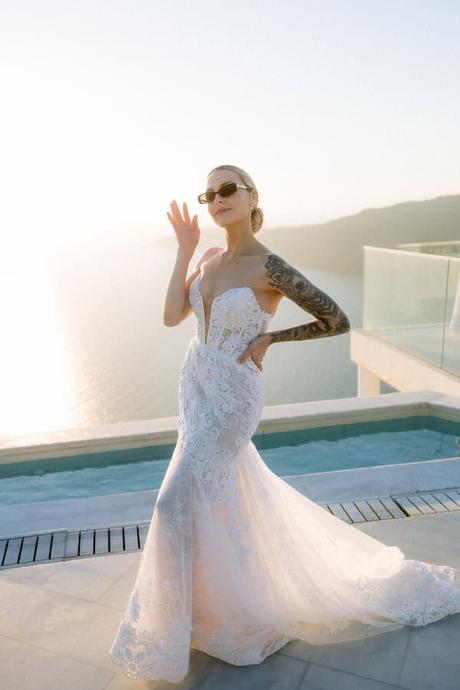 Romantic Destination Wedding Santorini Caldera View