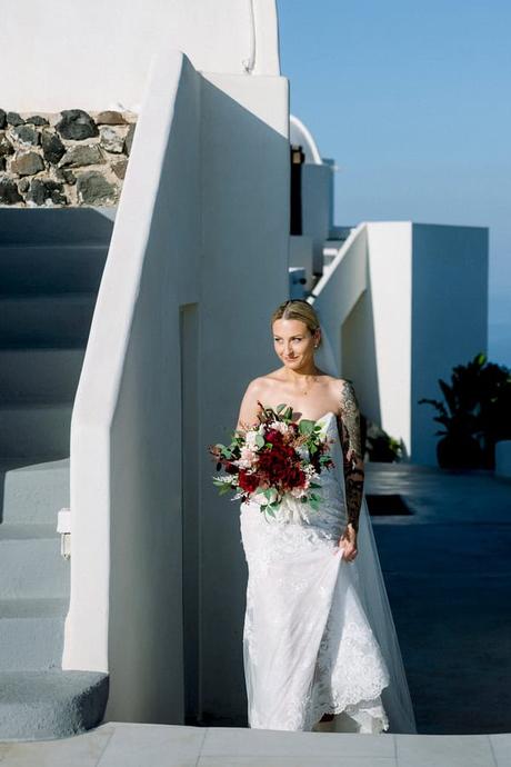 Romantic Destination Wedding Santorini Caldera View