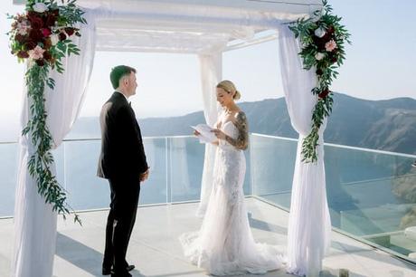 Romantic Destination Wedding Santorini Caldera View