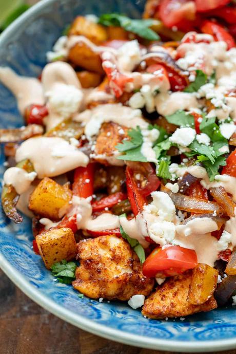 a close up shot of fiesta potatoes