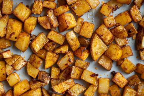 crispy potatoes on a sheet pan