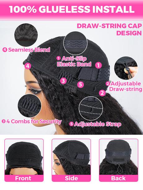 drawstring half wig