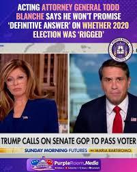 Todd Blanche tells Fox News Sunday the 2020 election was rigged to defeat Donald Trump -- even though Trump himself has admitted he lost to Joe Biden Todd Blanche tells Fox News Sunday the 2020 election was rigged to defeat Donald Trump -- even though Trump himself has admitted he lost to Joe Biden