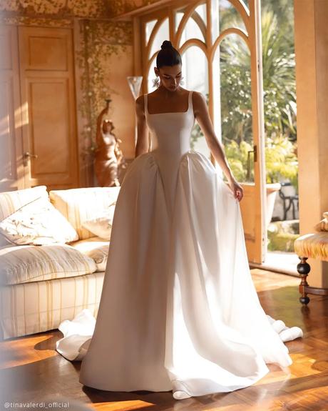 basque waist wedding dresses simple ball gown tinavalerdi