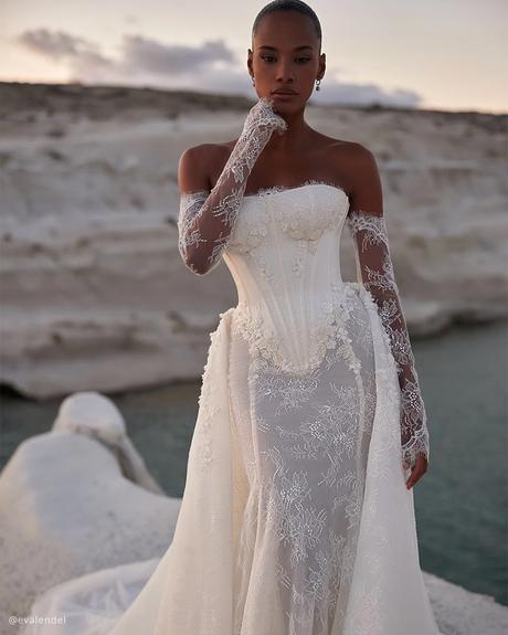 basque waist wedding dresses lace sleeves eva lendel