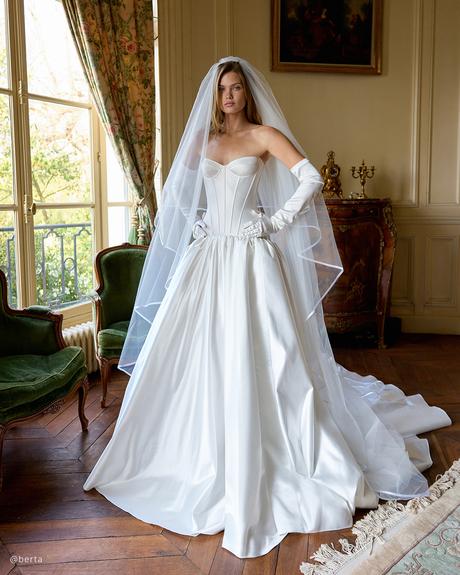 basque waist wedding dresses simple drop waist sweetheart neckline berta