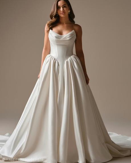 basque waist wedding dresses simple strapless neckline maggie sottero