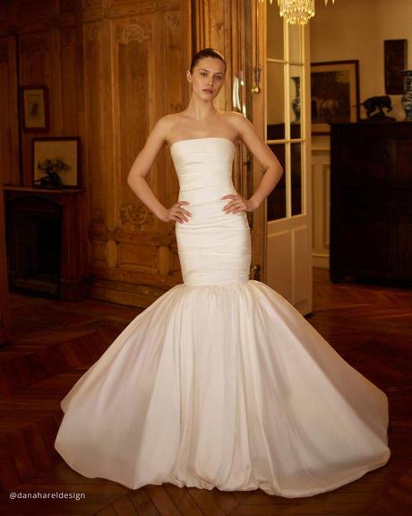 bubble hem wedding dresses mermaid simple strapless neckline danaharel
