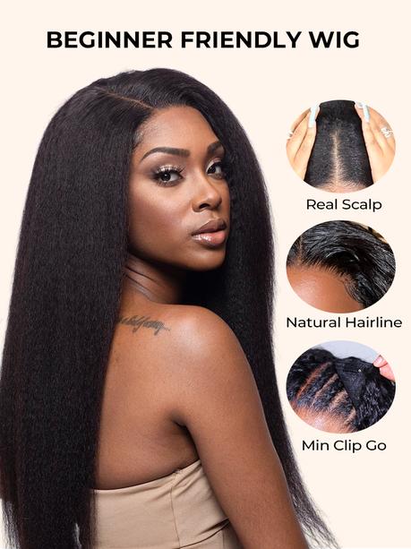 Kinky Straight U Part Wig for Natural Texture and Easy Blending