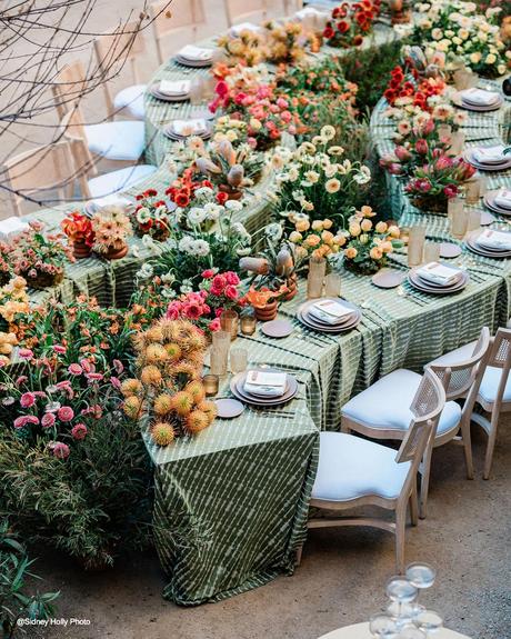 monroe street abbey shoot table decor flowers table greenery