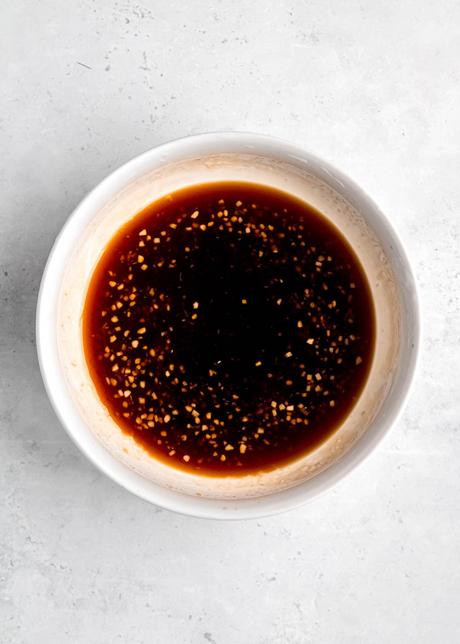 homemade teriyaki sauce in a white bowl
