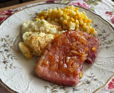 Gingered Ham & Deviled Potatoes