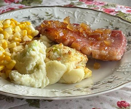 Gingered Ham & Deviled Potatoes