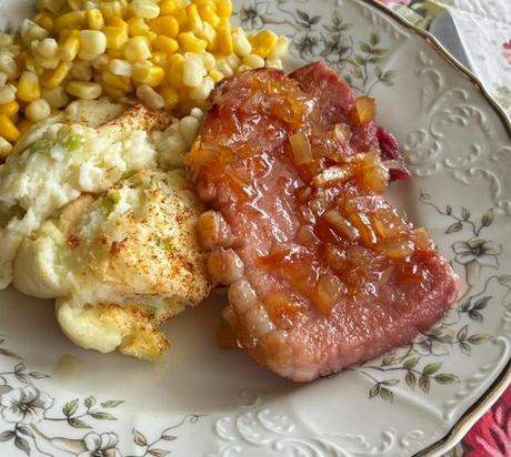 Gingered Ham & Deviled Potatoes