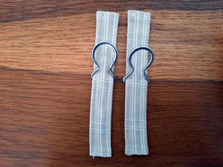The attachments for my bodhran bag's shoulder strap, ready to be secured to the bag