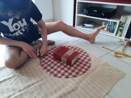 Cutting the fabric to make my bodhran bag