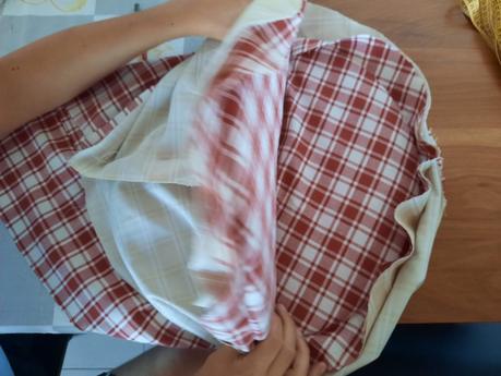 Turning my bodhran bag inside out for the final construction phase