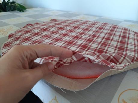Sewing the two main circles to make my bodhran bag