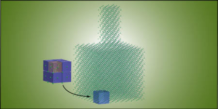 An atomic-scale model of a nanophononic metamaterial. The vibrations caused by the pillar slow down the horizontal flow of heat through the thin film