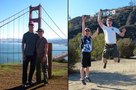 Mike Sohaskey & Katie in front of Golden Gate Bridge & Hollywood sign