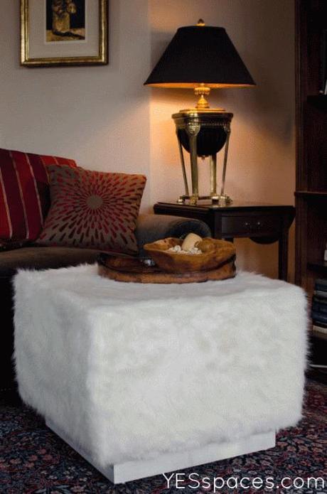 fur ottoman portrait 463x700 DIY: Recover a Stylish Fur Ottoman for Under $52