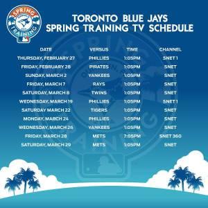 Blue Jays 2014 Spring Training TV Schedule