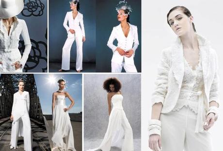 Bridal pantsuit collage