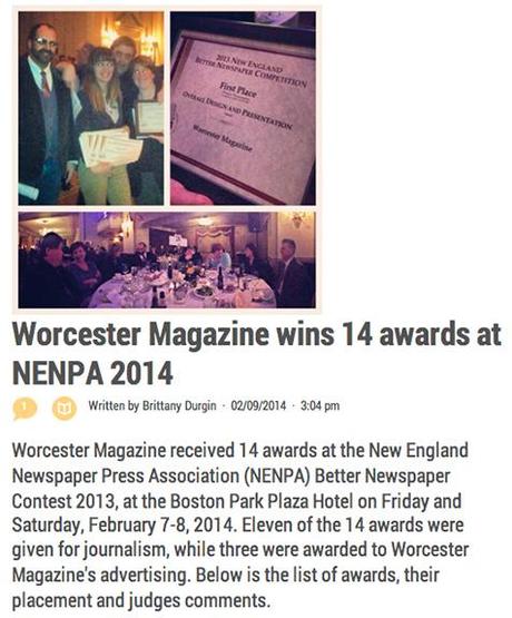 Story intro Worcester Magazine wins 14 awards at NENPA 2014 New England Newspaper Press Association