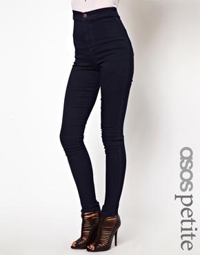 ASOS PETITE Rivington High Waist Denim Jeggings In Indigo