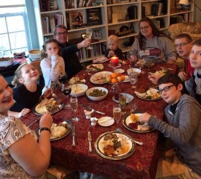 See this extraordinarily delicious, prepared-from-scratch food, served with great, carefully selected wine and served so beautifully?  Yeah... that's my sister's house.