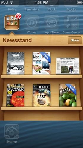 Newsstand on iPhone stores all the magazines you download.