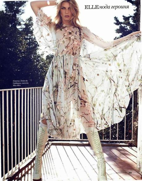 Angela Lindvall by Xavi Gordo for Elle Russia March 2014