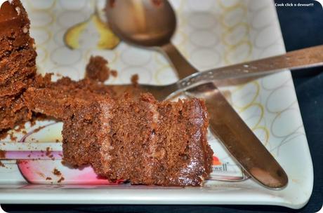 Chocolate cake with chocolate butter cream filling and ganache frosting(egg less)