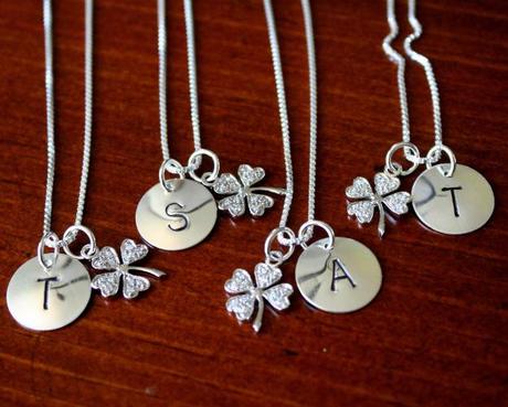 Bridesmaid gift ideas silver charm with initials