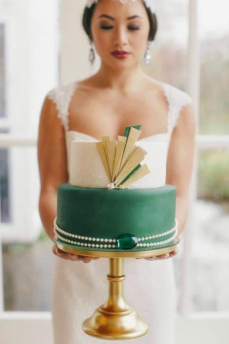 1920s Wedding Inspiration with Emerald and Gold tones by The Couture Candy Buffet Company