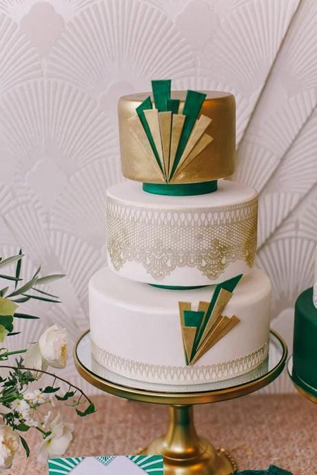 1920s Wedding Inspiration with Emerald and Gold tones by The Couture Candy Buffet Company